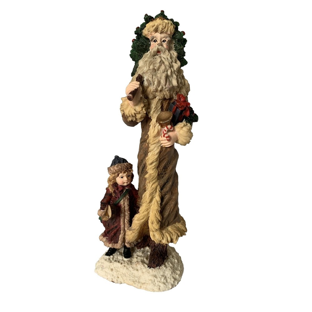 Vintage Santa Claus Father Christmas & Child Figurine Holiday Decor 7. 5 In Tall